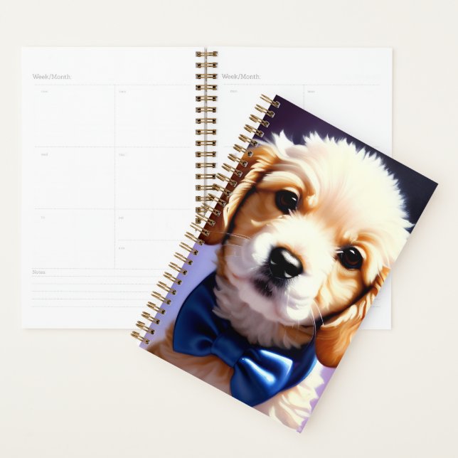 Agenda Fluffy Puppy Adorável w Arco azul (Exibição)