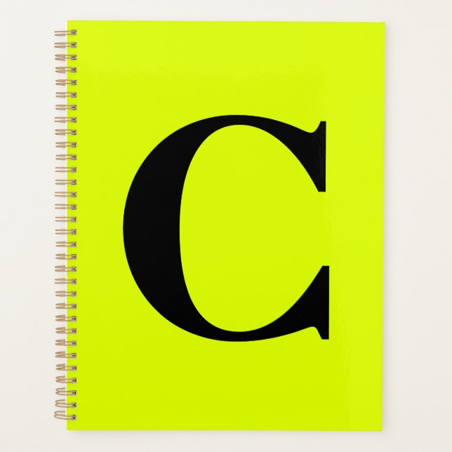 Agenda Fluorescente Chartreuse Amarelo Neon Monograma Nom (Frente)