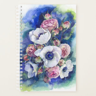 Agenda Fluxo de ilustração de rosas de flores aquáticas