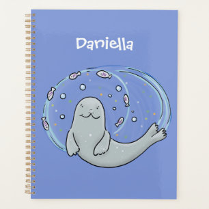 Agenda Foca-branca e ilustração de desenho animado de azu
