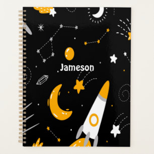 Agenda Foguete do Espaço Exterior do Céu Amarelo Negro