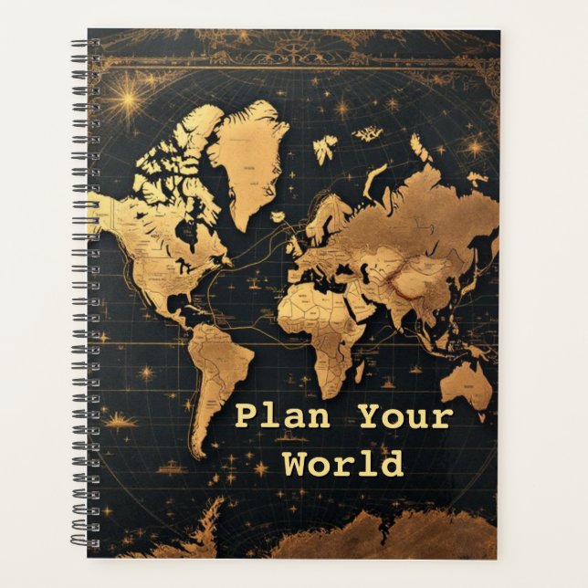 Agenda Foil-Accented World Map | Antique Cartography Gold (Frente)