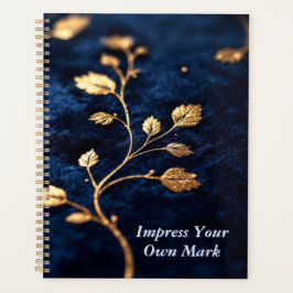Agenda Foil-Embossed Velvet Texture | Luxe Crest on Navy