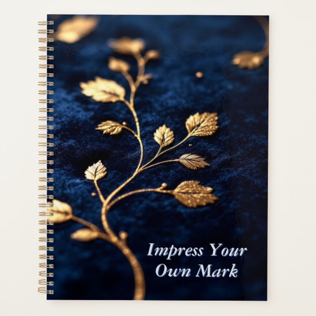 Agenda Foil-Embossed Velvet Texture | Luxe Crest on Navy  (Frente)