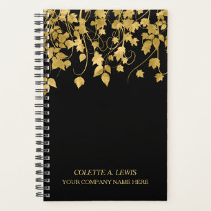 Agenda Folgas Douradas de luxo em preto