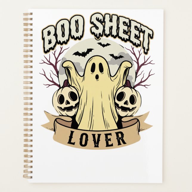 Agenda Folha de Arrepio de Halloween Amante Fantasma Lua (Frente)