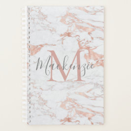 Agenda Folha de ouro Rosa de luxo | Marble Monograma