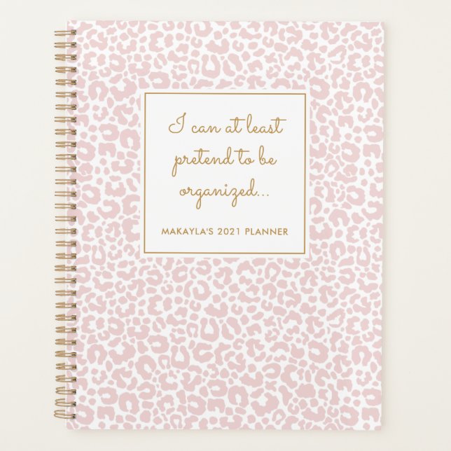 Agenda Folha Funny Pastel Leopard Impressão Padrão Blush  (Frente)