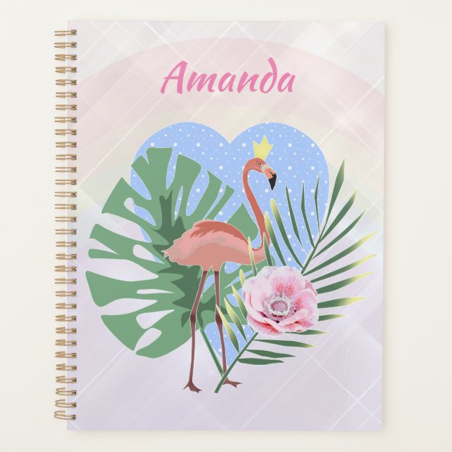 Agenda Folha tropical rosa Flamingo (Frente)
