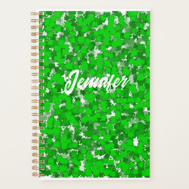 Agenda Folhagem abstrato Art Design Verde (Frente)