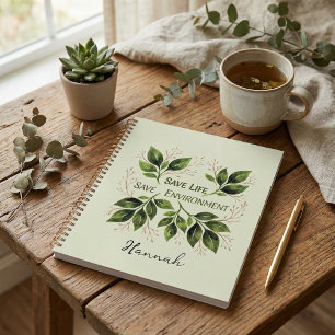 Agenda Folhagem botânica rústica aquarela folhas