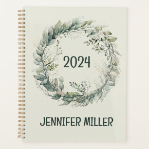 Agenda Folhas de aquarela e flores
