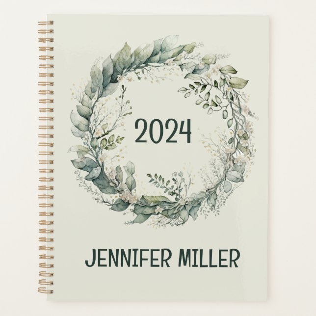 Agenda Folhas de aquarela e flores (Frente)