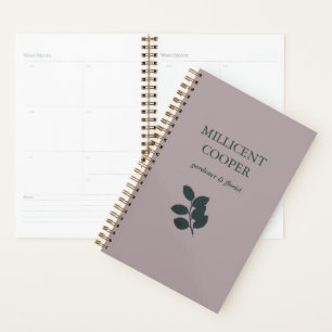 Agenda Folhas de cinza escura, roxo