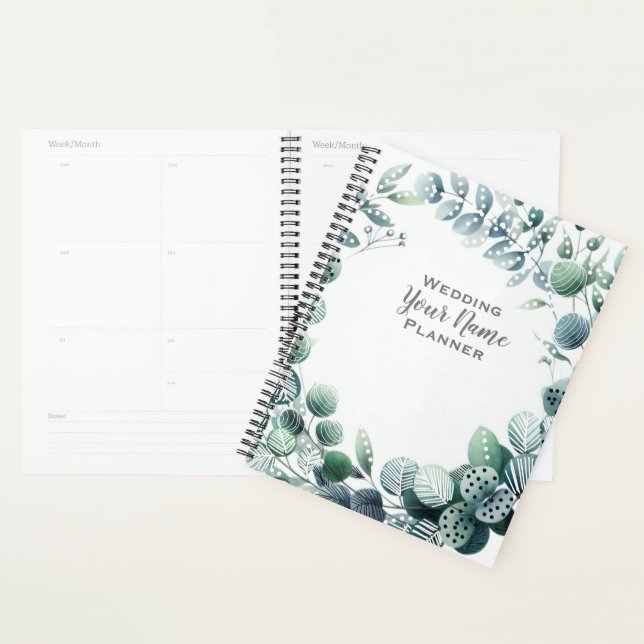 Agenda Folhas de eucalipto greenery botânica casamento (Exibição)