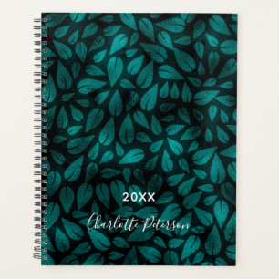 Agenda Folhas de folhagem preta verde-clara
