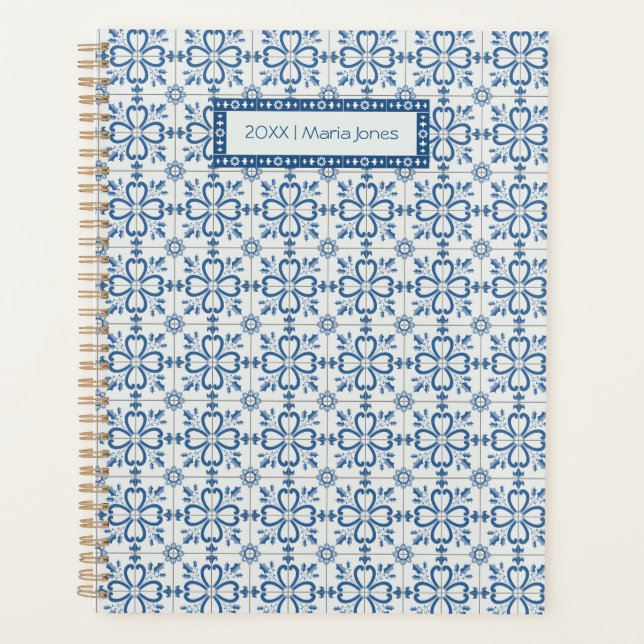 Agenda Folhas de Natal e azulejos de flores (Frente)