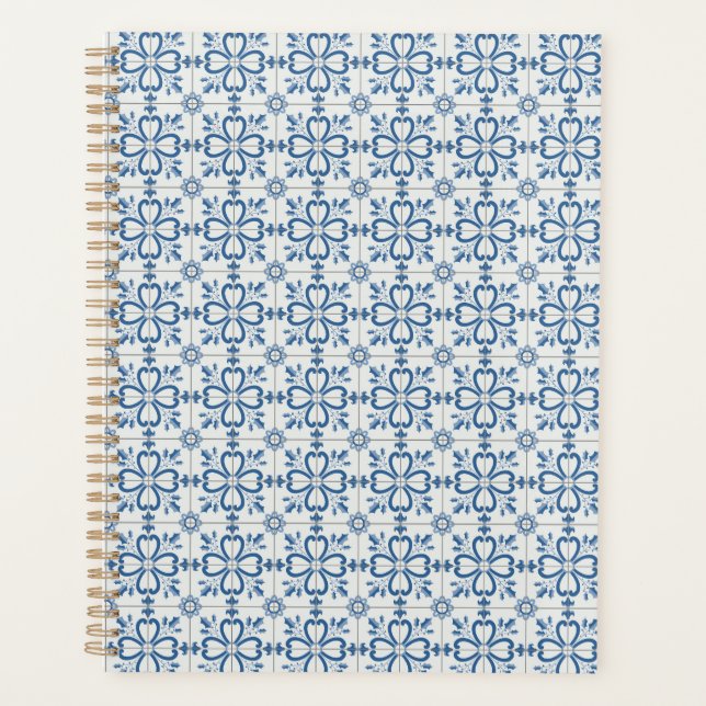 Agenda Folhas de Natal e azulejos de flores (Frente)