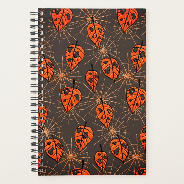 Agenda Folhas de outono e teias de aranha do Halloween (Frente)