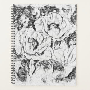 Agenda Folhas desenhadas de caneta desenhadas estampadas 