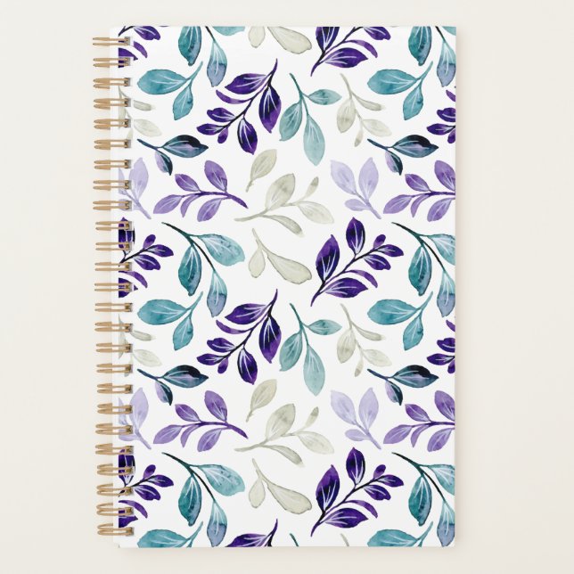 Agenda Folhas Harmoniosas em Aquarela Design (Frente)