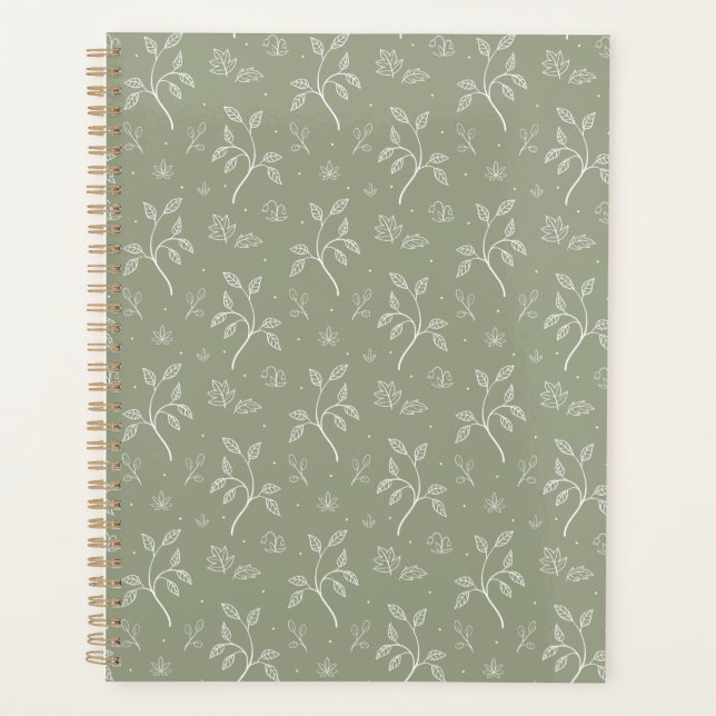 Agenda Folhas simples pacíficas em verde-oliva (Frente)