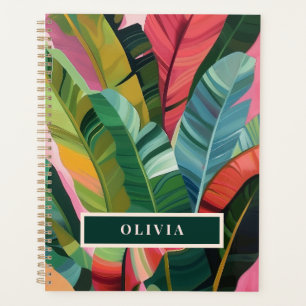 Agenda Folhas tropicais coloridas abstrato painterly, vib