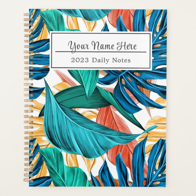 Agenda Folhas tropicais coloridas, design de padrão exóti (Frente)