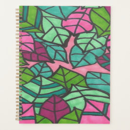 Agenda Folhas Tropicais Verdes e Rosa