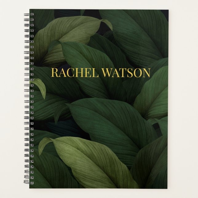 Agenda Folhas Tropicais Verdes Escuras (Frente)