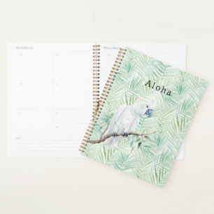 Agenda Folhas Tropicais Verdes Pássaro Aloha