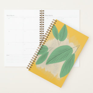 Agenda Folhas Verdes Fundo de Concreto Amarelo