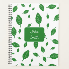 Agenda Folhas Verdes no Script de Padrão Floral White_