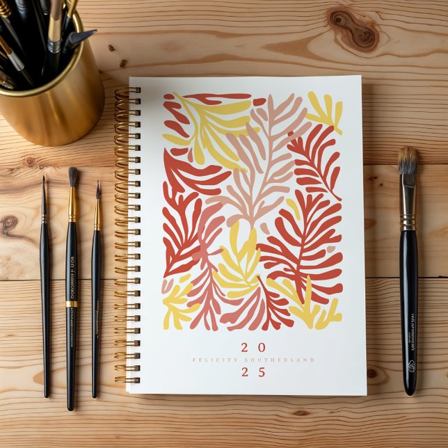Agenda Folhetos Tropicais Coloridos de abstrato Personali (Abstract Colorful Tropical Leafs Personalized Planner)