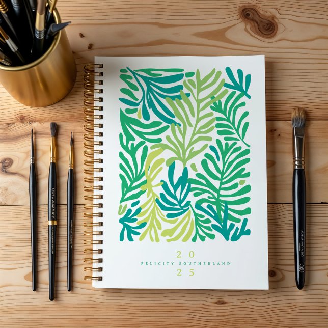 Agenda Folhetos Tropicais Coloridos de abstrato Personali (Abstract Colorful Tropical Leafs Personalized Planner)