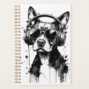Agenda fones de ouvido de cães legal Coroa preta e tinta