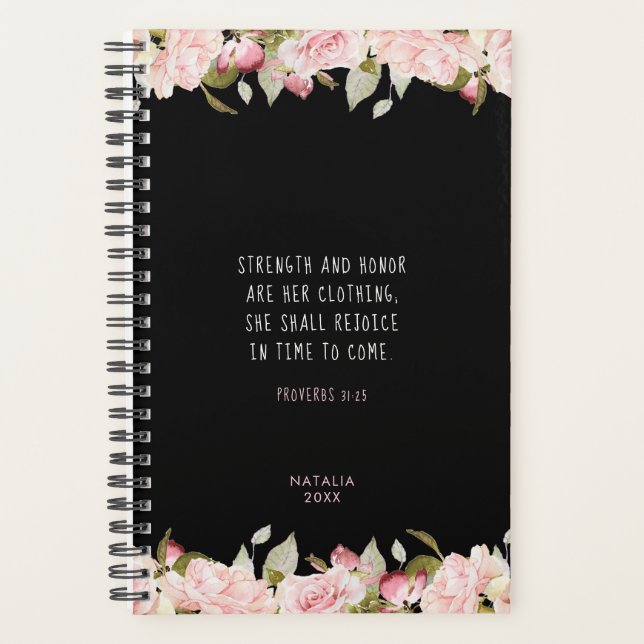 Agenda Força e honras Proverbs 31 Bíblia Floral Verso (Frente)