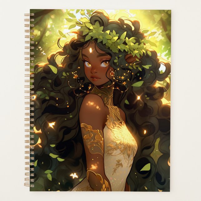 Agenda Forest Elf African Black Fantasy Art (Frente)