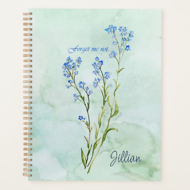 Agenda Forget me not Custom Watercolor Garden Flower (Frente)
