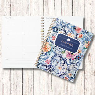 Agenda Forma Floral de Cor Válida Logotipo Moderno Monogr