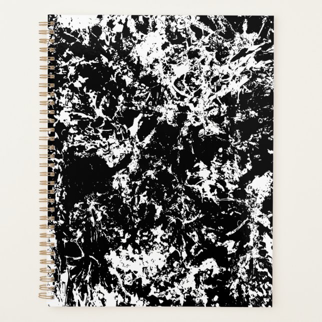 Agenda Formação de gelo Abstrato a preto e branco (Frente)