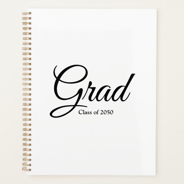Agenda Formando texto de script personalizado preto branc (Frente)