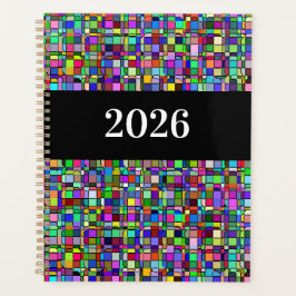 Agenda Formas de Quadrados Abstratos Multicolor Personali