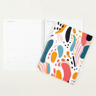 Agenda Formas Orgânicas Abstratas Coloridas Padrão Boho