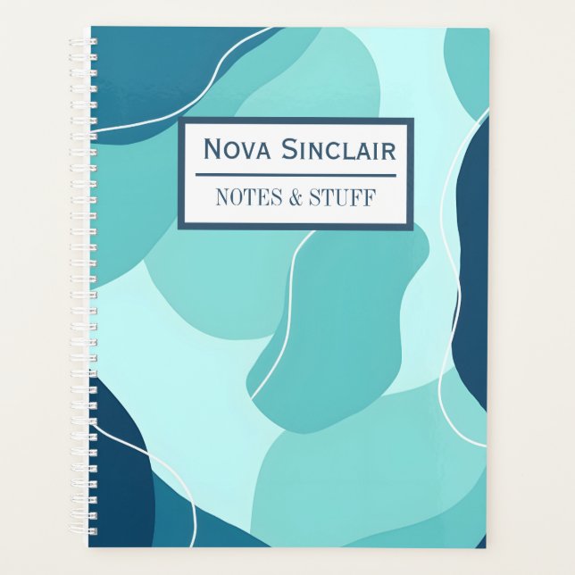 Agenda Formas Orgânicas Abstratas Teal Nova Sinclair Pers (Frente)