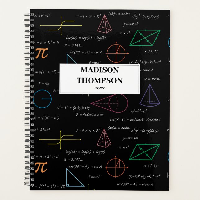 Agenda Fórmulas matemáticas coloridas (Frente)