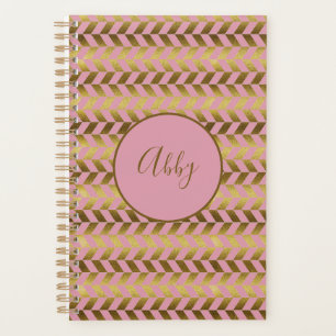 Agenda Forno rosa e Dourado Personalizado
