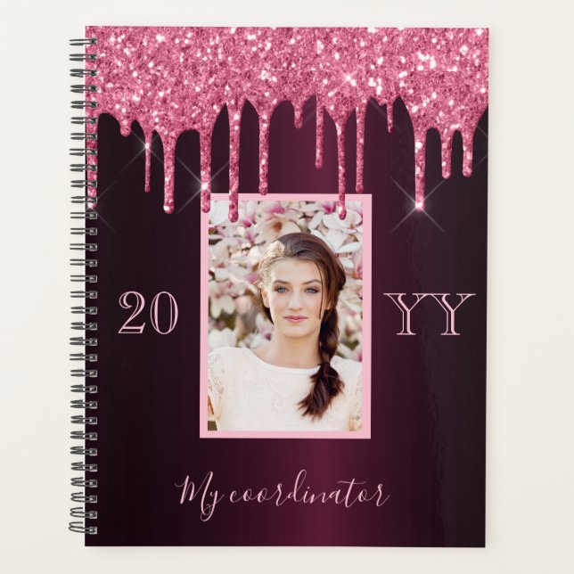 Agenda Foto 2026 do Burgundy glitter drips (Frente)