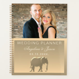 Agenda Foto Casamento Luxo Elegante Elefante Folha de Our