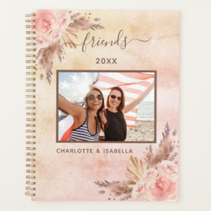 Agenda Foto cor-de-rosa rosa dourada floral Pampas 2023